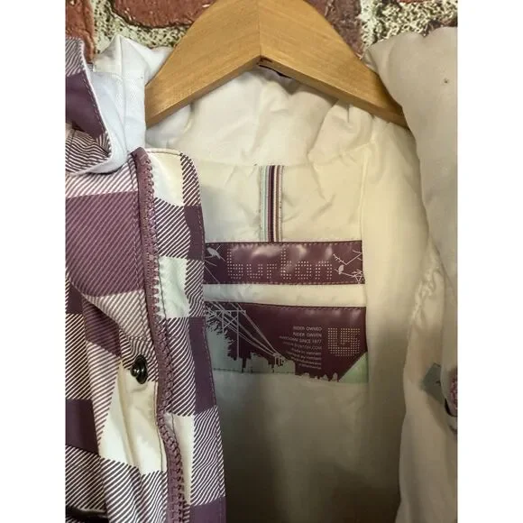 Burton Womens Purple Checkered Full Zip Hooded Ski Snowboard Jacket Size Medium - Picture 3 of 3